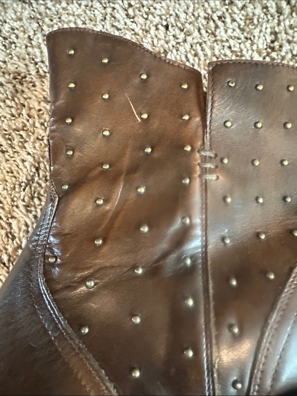 Lucchese Brown Studded Leather Western Ankle Booties - Picture 11 of 16